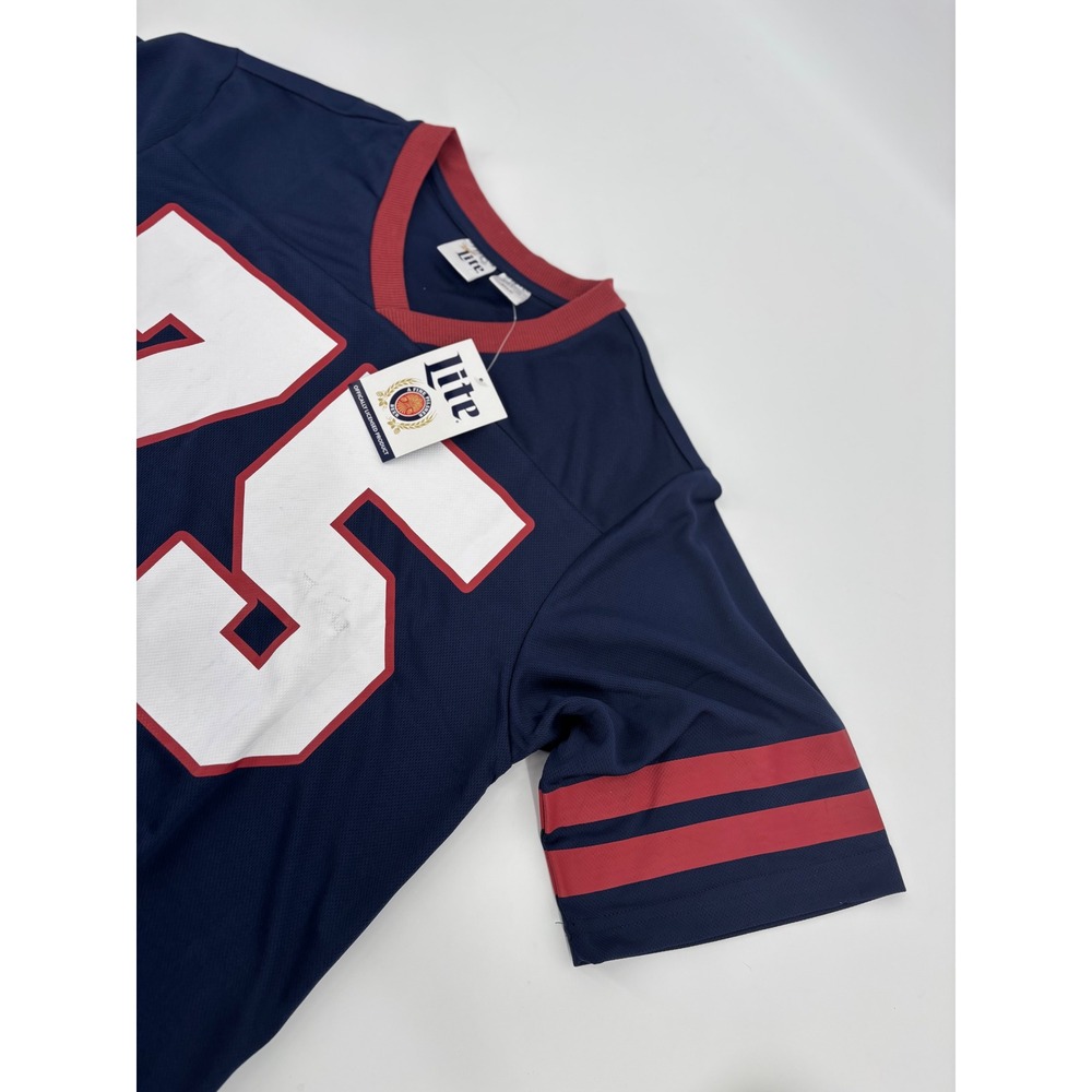 Miller Lite Beer Football Jersey Navy Blue Red 75 Mesh Mad Engine Mens Small NWT